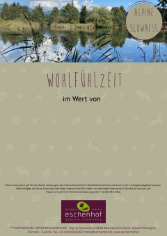 Gutscheinvorlage mit einem Foto eines Baches im Headerbild