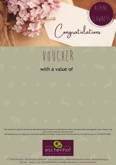 Gift voucher template with flowers for Mother's Day in the header image